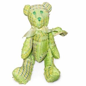 Boyds Bears Plush Green Patchwork Teddy Bear Backpack Zipper Back 2004 Bearwear